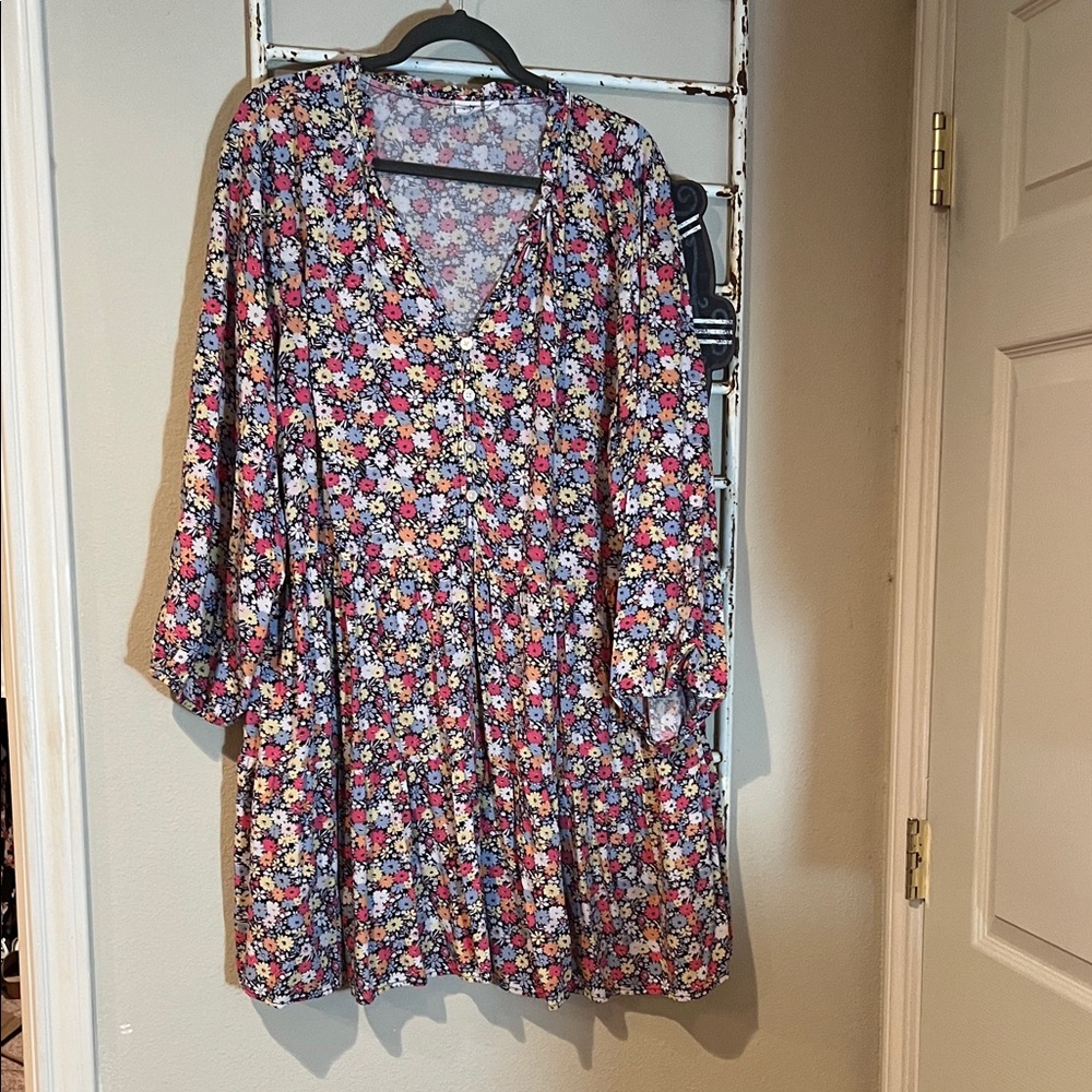 GAP Multicolor Floral Long Sleeve Dress